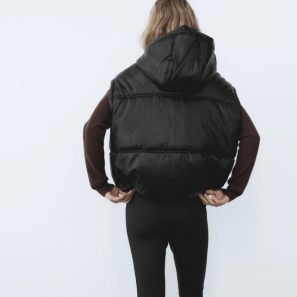 Zara Cropped Puffer Vest Bomber Jacket - Picture 5 of 10